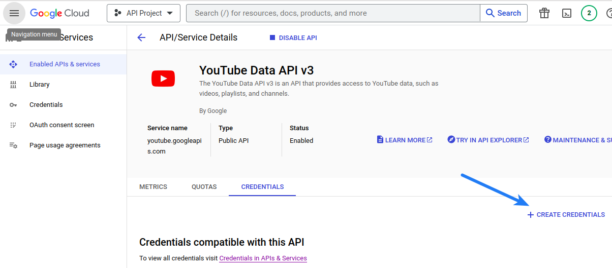 Youtube Login - Youtube Data API V3 Create Credentials