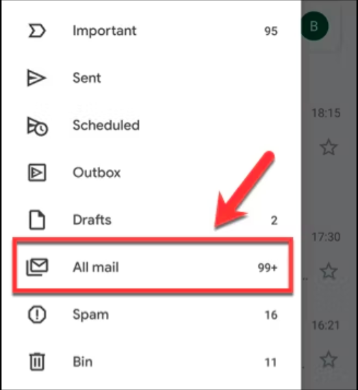 View Archived Emails in Gmail - All Mail Mobile App